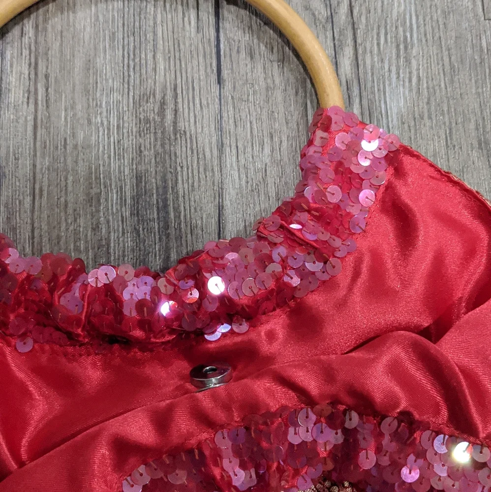 Embroidered & Beaded Fringe Evening Bag With Bamboo Handle